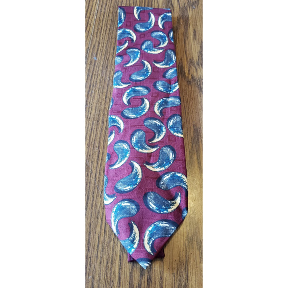 Ferrell Reed Red And Blue Silk Mens Necktie Tie - Picture 1 of 8